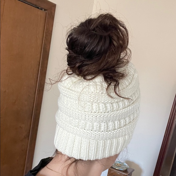 C.C Women’s Ivory Knit Beanie - Picture 4 of 4